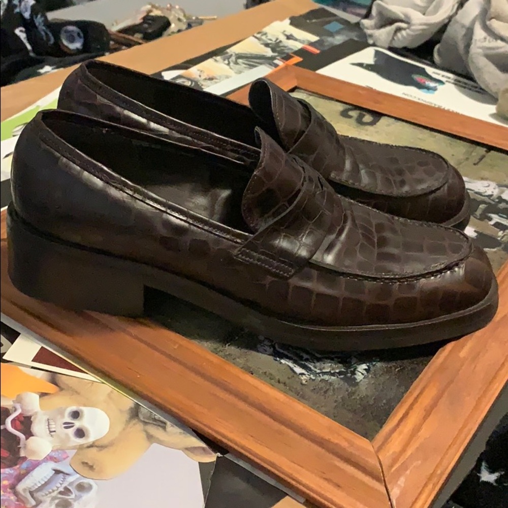 Banana Republic Croc Brown Leather Shoes Loafers